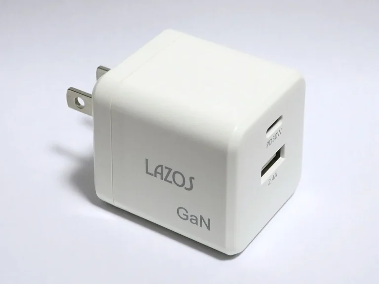 Reference photograph: Lazos GaN Charger 30W L-AC-G30.jpg. Not verification of the exact planned product.