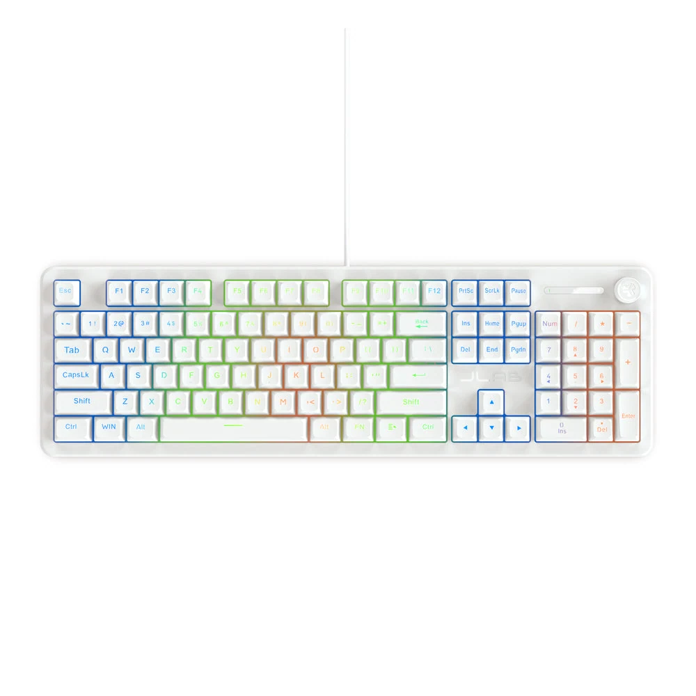 JLab Nightfall Full-Size Wired Gaming Keyboard White — manufacturer product image, SKU KNFALLRWHT4