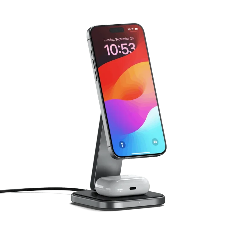 Satechi 2-in-1 Foldable Qi2 Wireless Charging Stand — manufacturer product image, SKU ST-Q21FM