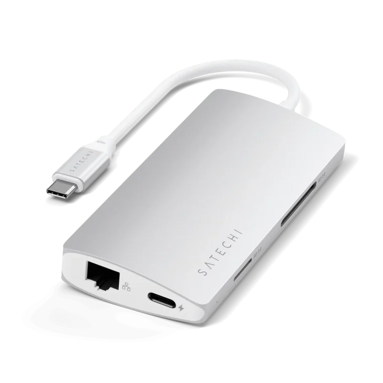 Satechi Type-C Multi-Port Adapter 4K with Ethernet V2 — Silver — manufacturer product image, SKU ST-TCMA2S