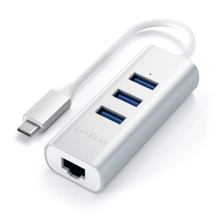 Satechi Type-C 2-in-1 USB Hub with Ethernet — Silver — manufacturer product image, SKU ST-TC2N1USB31AS
