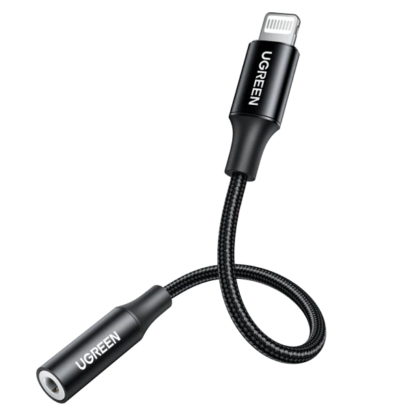 UGREEN Lightning to 3.5mm Adapter Apple MFi Certified — Black — manufacturer product image, SKU 30756