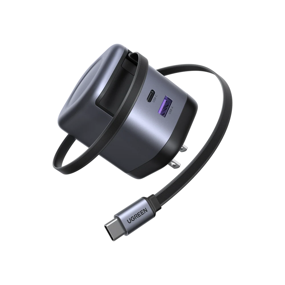 UGREEN Nexode 65W Charger with Retractable USB-C Cable — manufacturer product image, SKU 55897